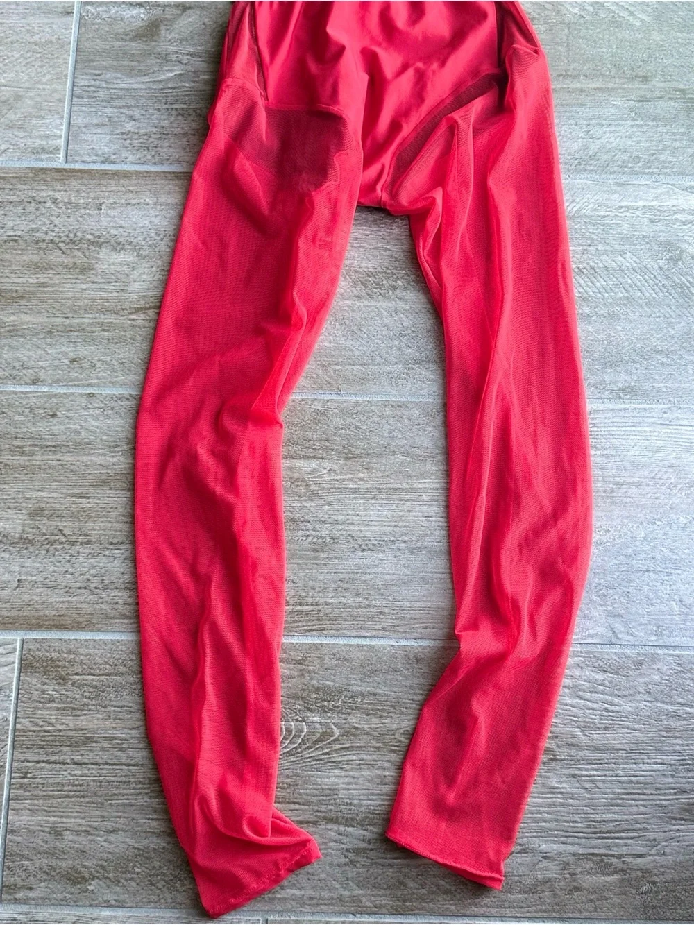 New AA Dance Costumes Red Unitard Mesh Legs